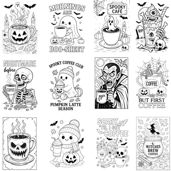 Spooky Coffee Coloring Book