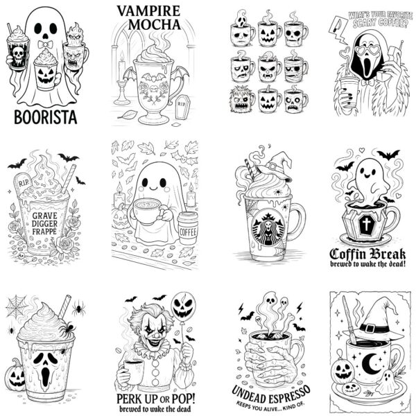 Spooky Coffee Coloring Book