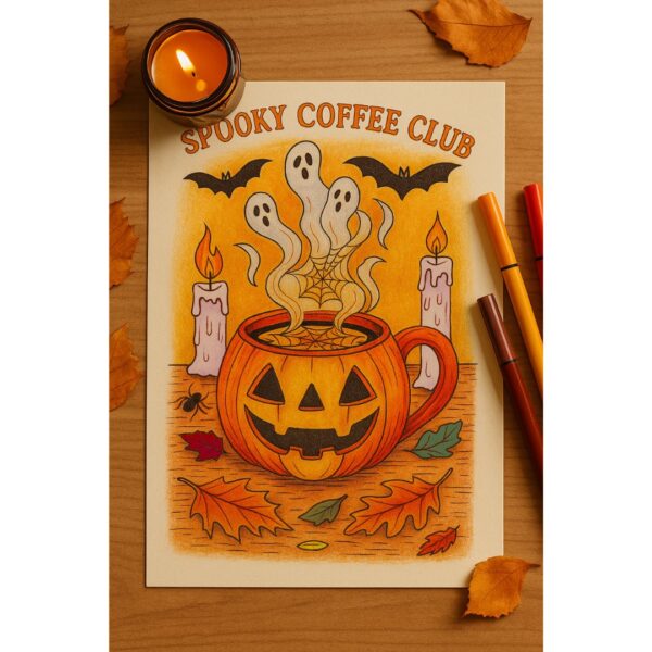 Spooky Coffee Coloring Book