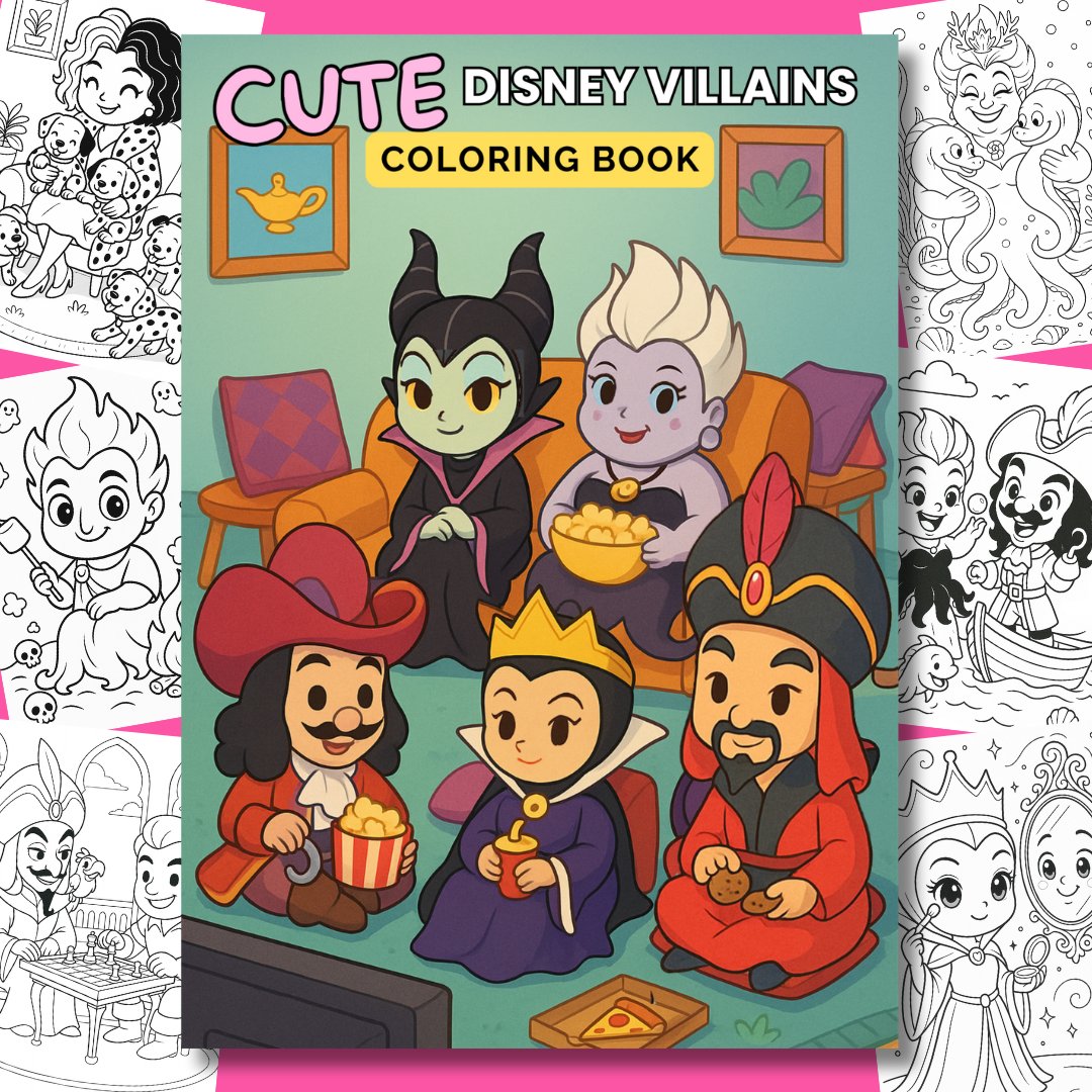 Cute Disney Villains Coloring Book Cover