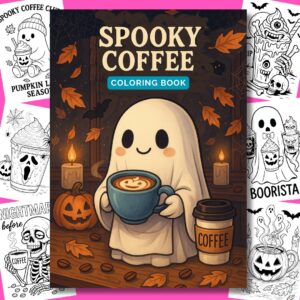 Spooky Coffee Coloring Book Cover