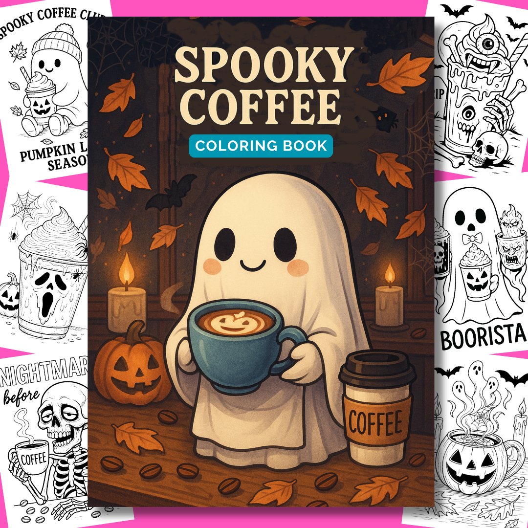 Spooky Coffee Coloring Book Cover