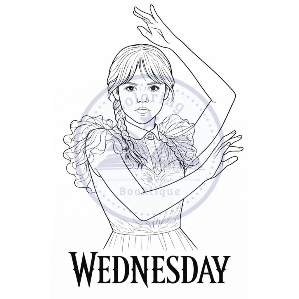 Wednesday Dancing Scene Coloring Page