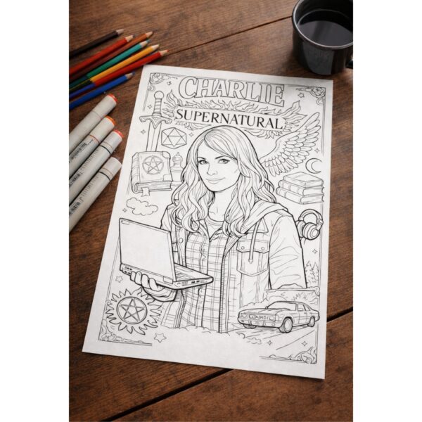 coloring page of Charlie from Supernatural