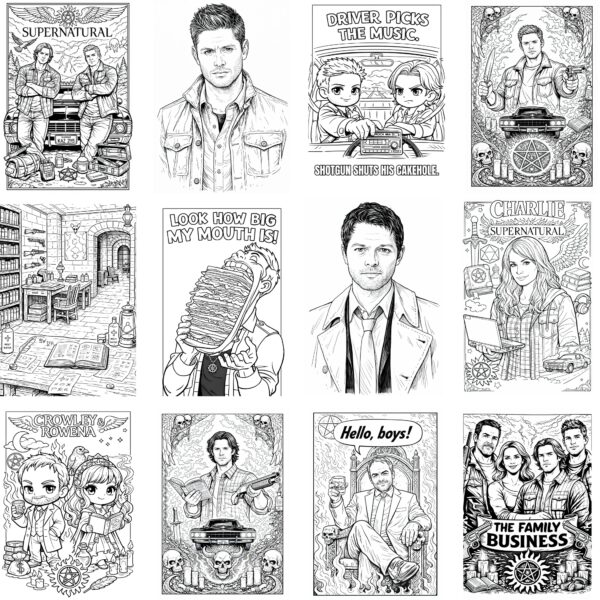 coloring page of Supernatural