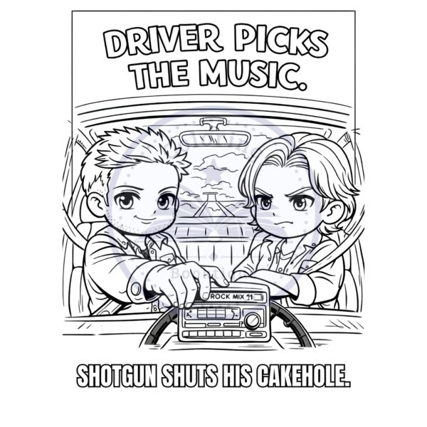 coloring page of the Winchesters from Supernatural