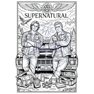 coloring page of Sam and Dean WInchester from Supernatural