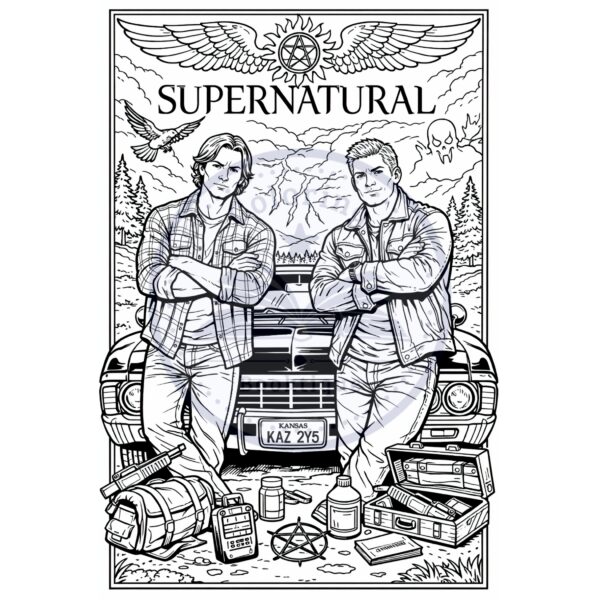 coloring page of Sam and Dean WInchester from Supernatural