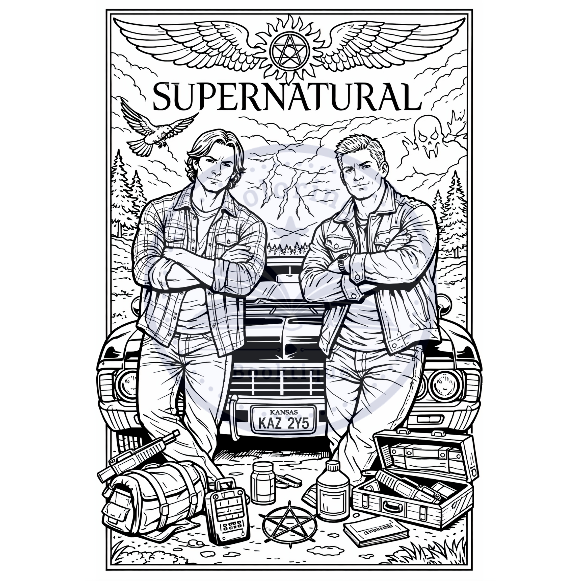 coloring page of Sam and Dean WInchester from Supernatural
