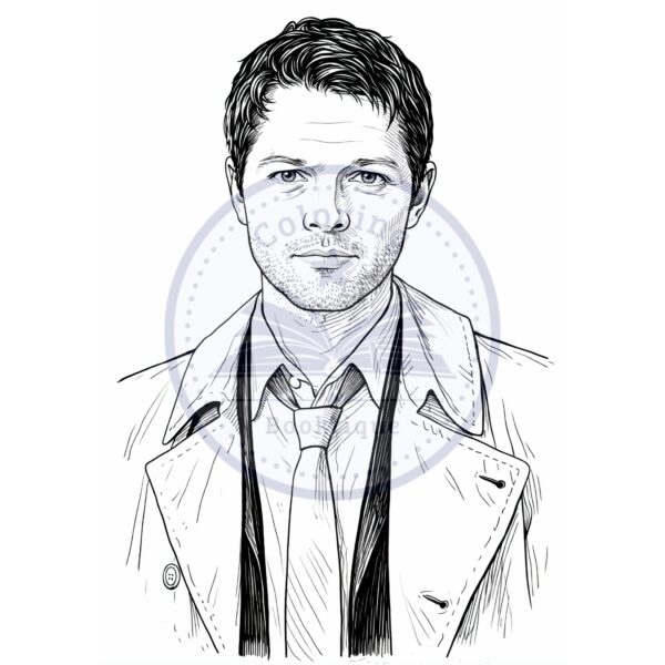 coloring page of Castiel from Supernatural