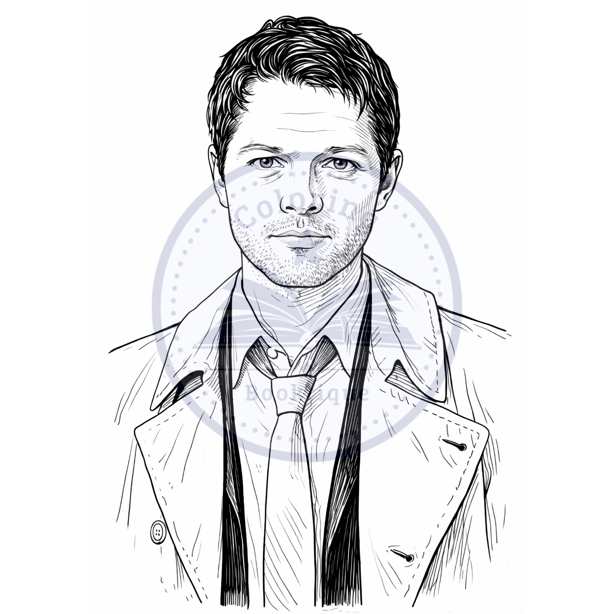 coloring page of Castiel from Supernatural