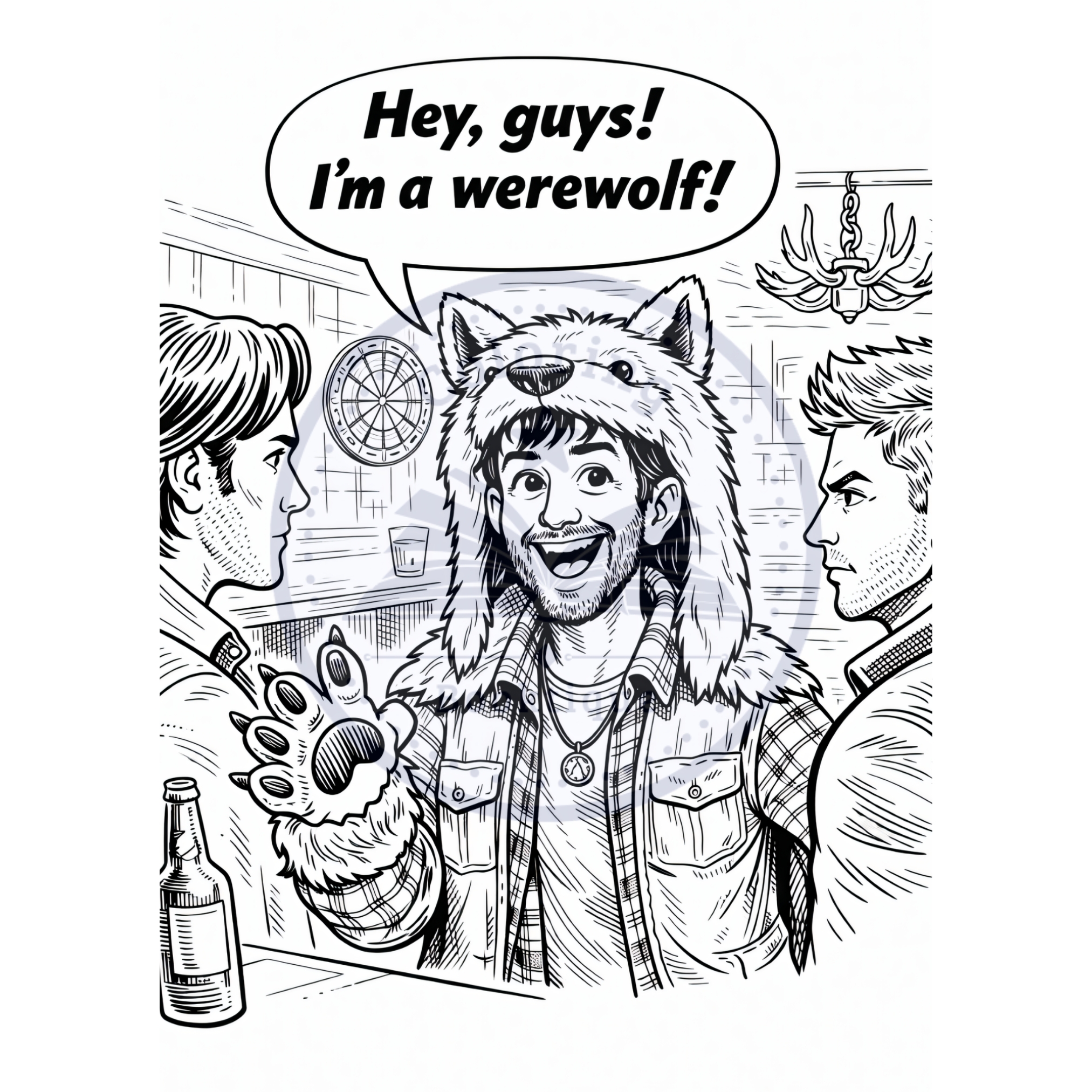 coloring page of Garth, Sam and Dean from Supernatural