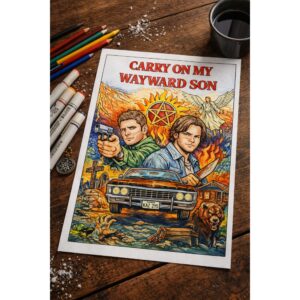 coloring page of Supernatural
