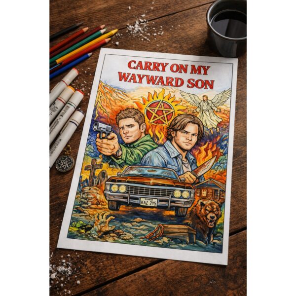 coloring page of Supernatural